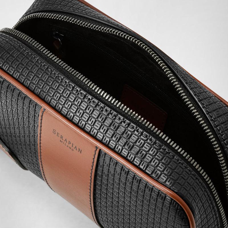 Serapian Pochette in stepan 72 nero-cuoio Moda