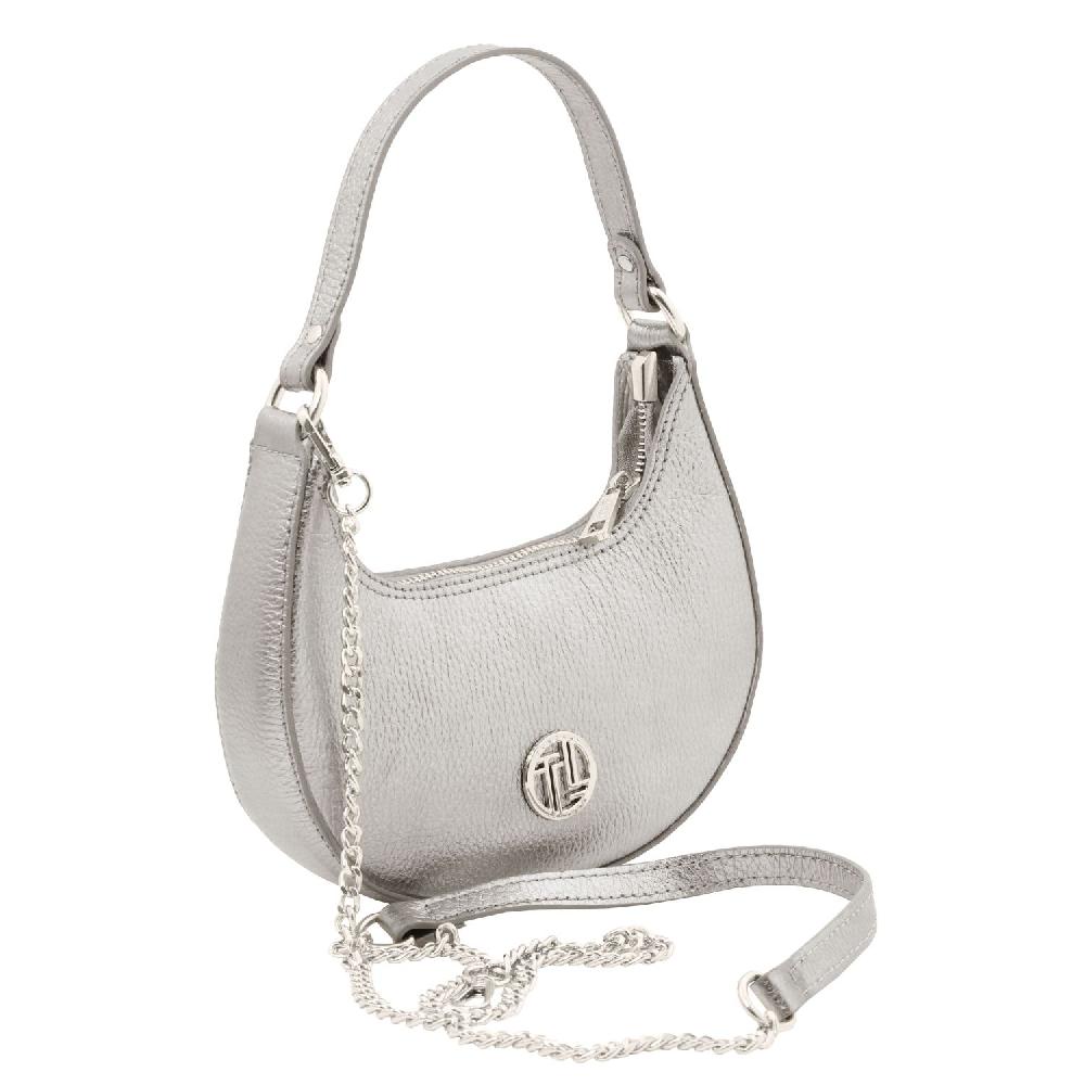 Tuscany Leather Metallic Leather Handbag With Chain Strap Online