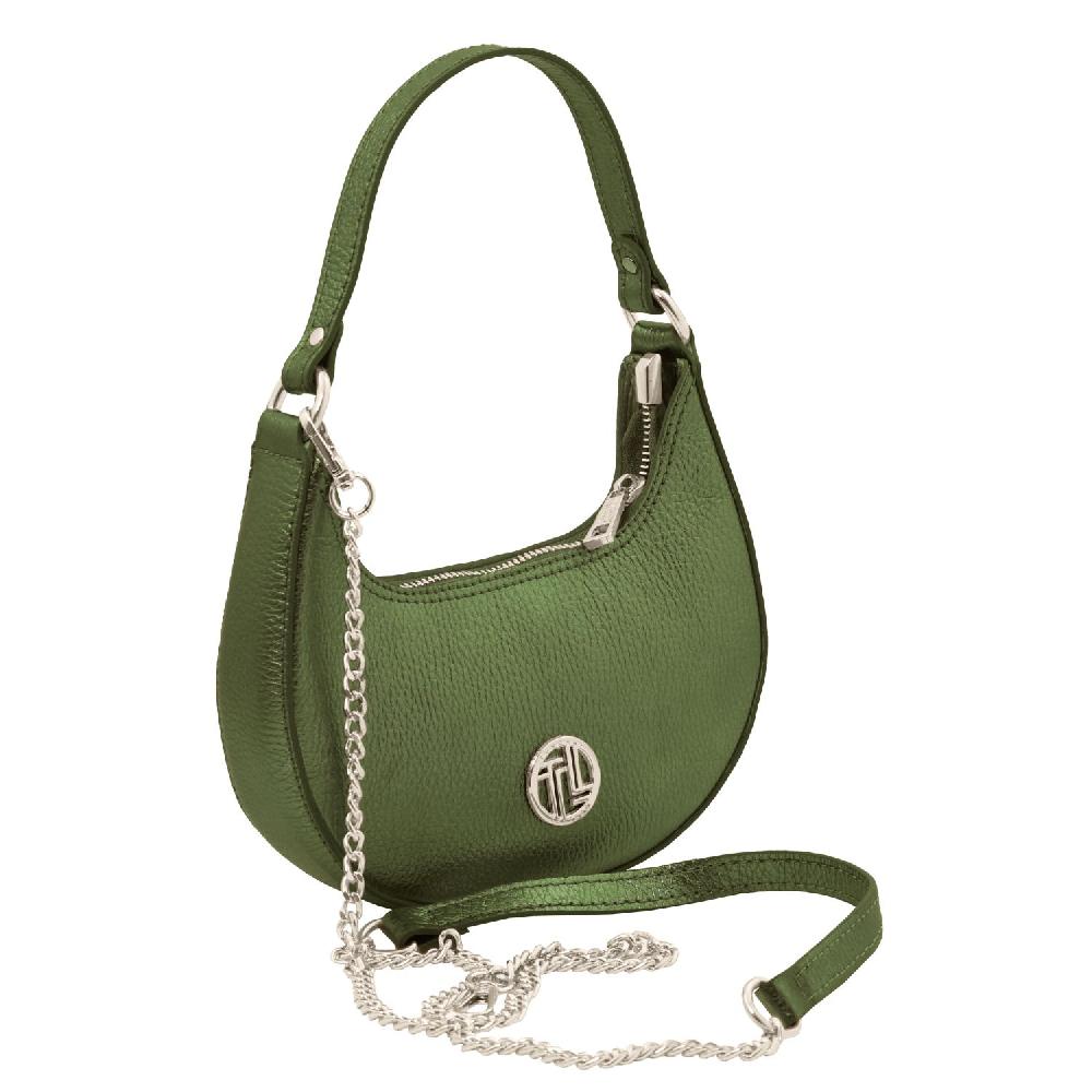 Tuscany Leather Bolso a Mano en Piel Metallic et Bandolera de Cadena Negozio