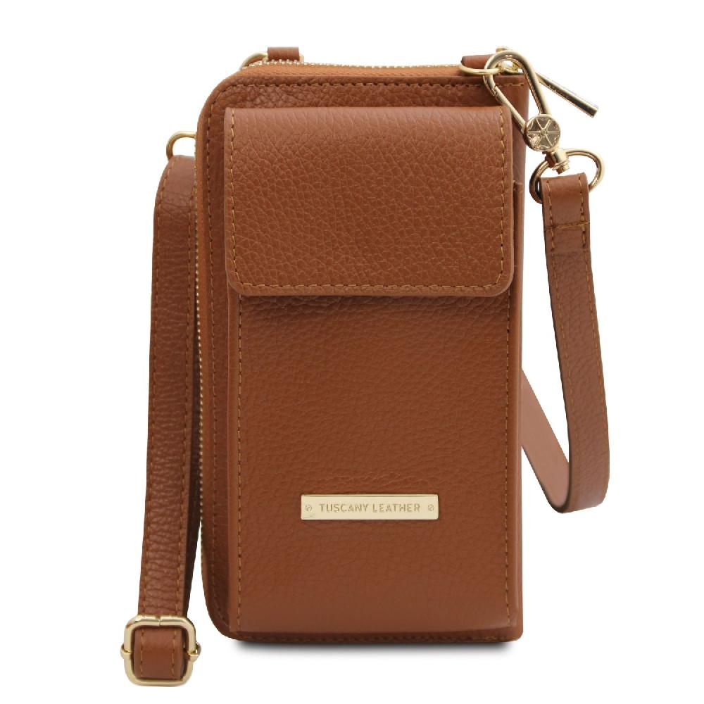 Tuscany Leather Portafoglio/portacellulare in Pelle con Tracolla 2025