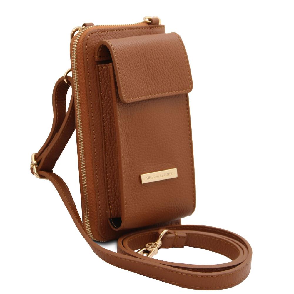 Tuscany Leather Portafoglio/portacellulare in Pelle con Tracolla 2025