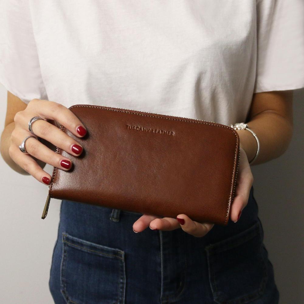 Tuscany Leather Esclusivo Portafogli in Pelle zip Around Soddisfazione Garantita