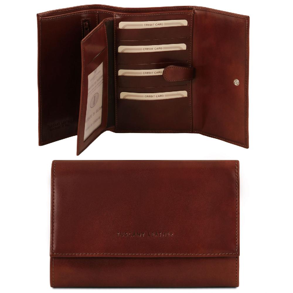Tuscany Leather Esclusivo Portafogli da Donna in Pelle 4 Ante Convenienza
