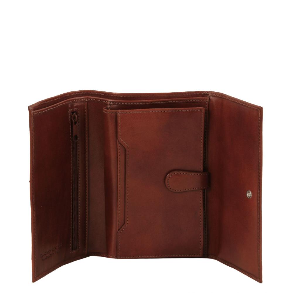 Tuscany Leather Esclusivo Portafogli da Donna in Pelle 4 Ante Convenienza