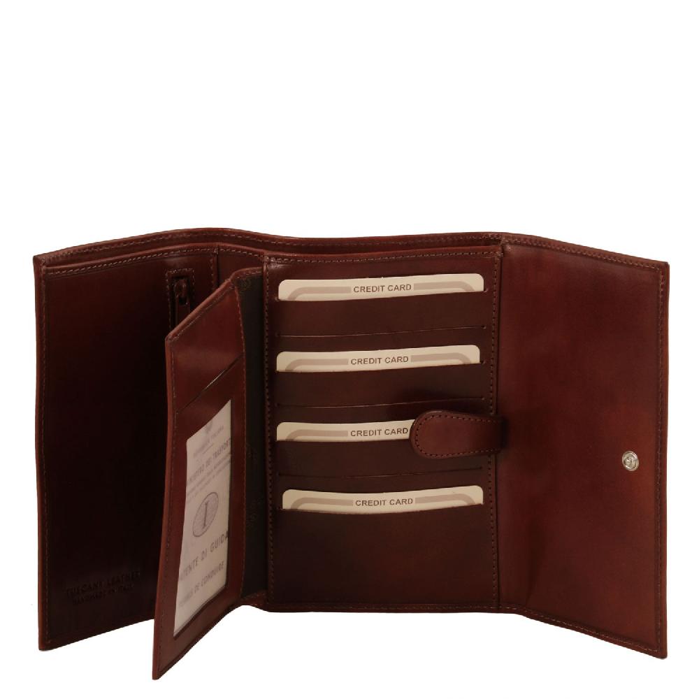Tuscany Leather Esclusivo Portafogli da Donna in Pelle 4 Ante Convenienza