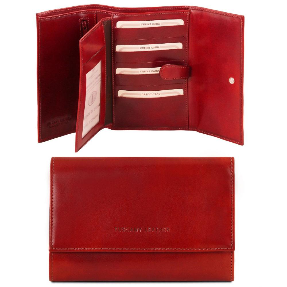Tuscany Leather Esclusivo Portafogli da Donna in Pelle 4 Ante Presa