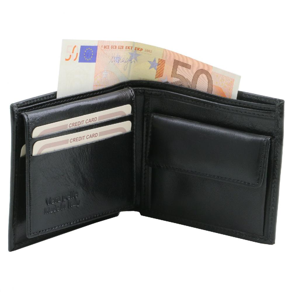 Tuscany Leather Esclusivo Portafoglio Uomo in Pelle 3 Ante con Portaspiccioli Esporta salva