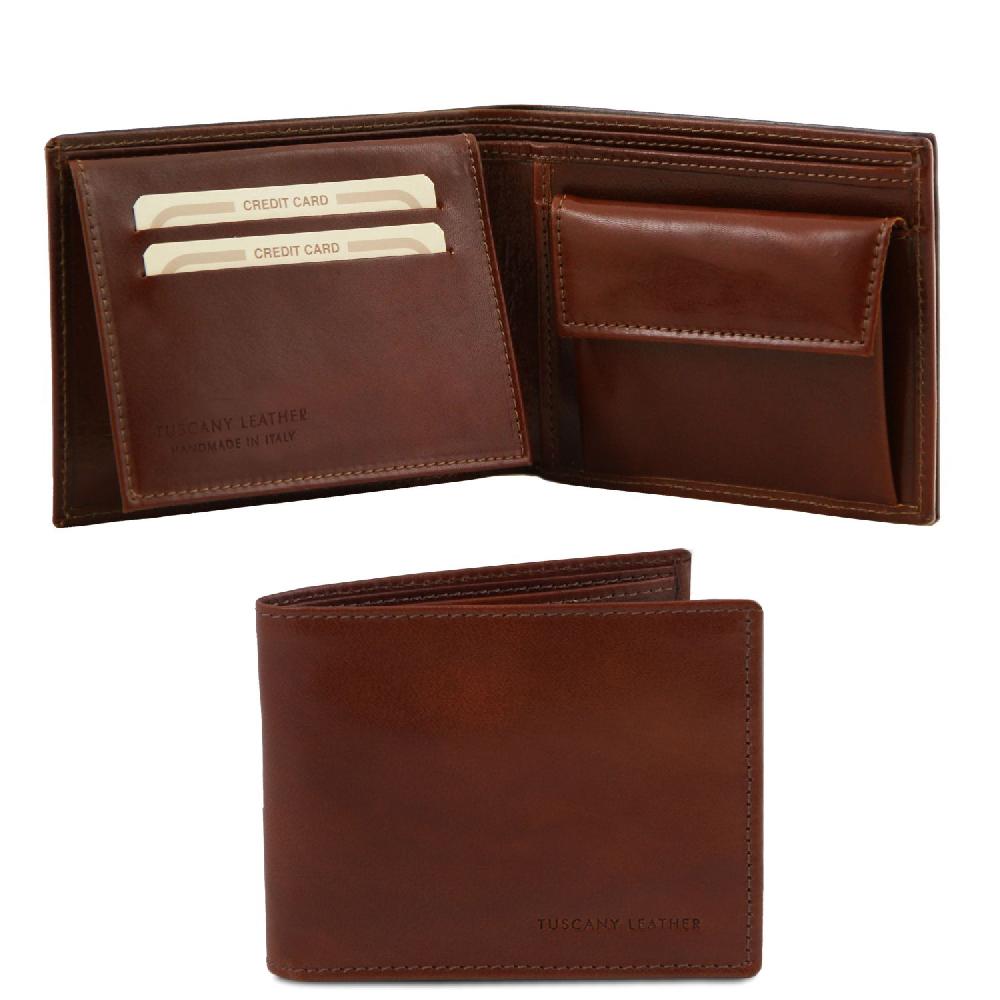 Tuscany Leather Esclusivo Portafoglio Uomo in Pelle 3 Ante con Portaspiccioli Vendita
