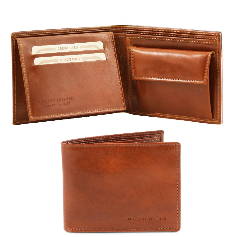Tuscany Leather Esclusivo Portafoglio Uomo in Pelle 3 Ante con Portaspiccioli Promozione