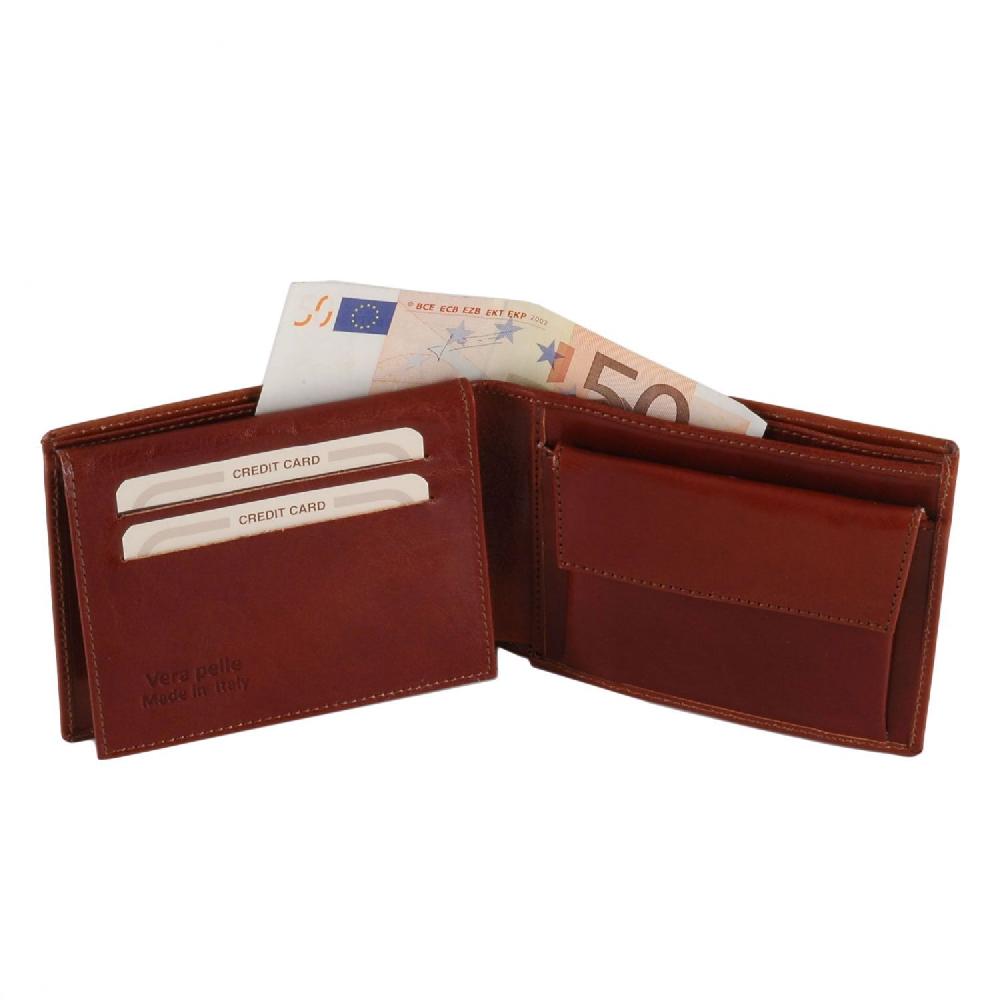 Tuscany Leather Esclusivo Portafoglio Uomo in Pelle 3 Ante con Portaspiccioli Promozione