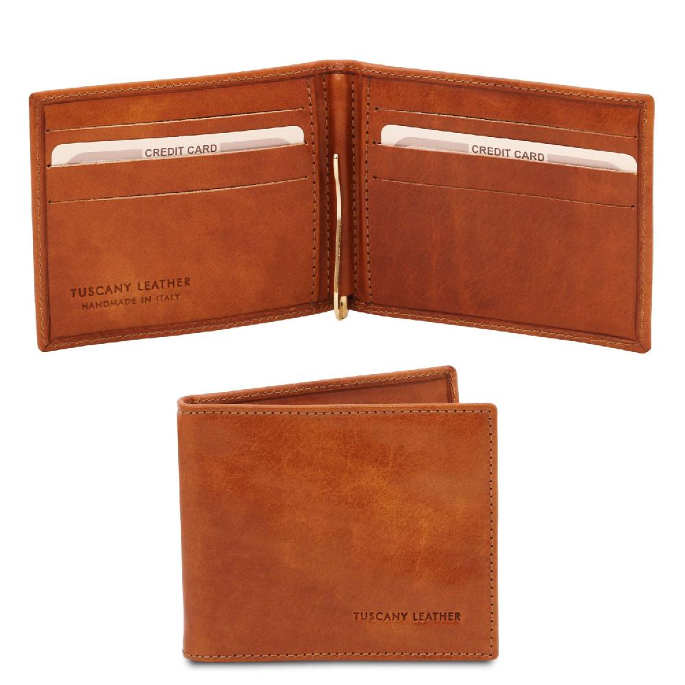 Tuscany Leather Esclusivo Portacarte in Pelle con Fermasoldi Qualità Garantita