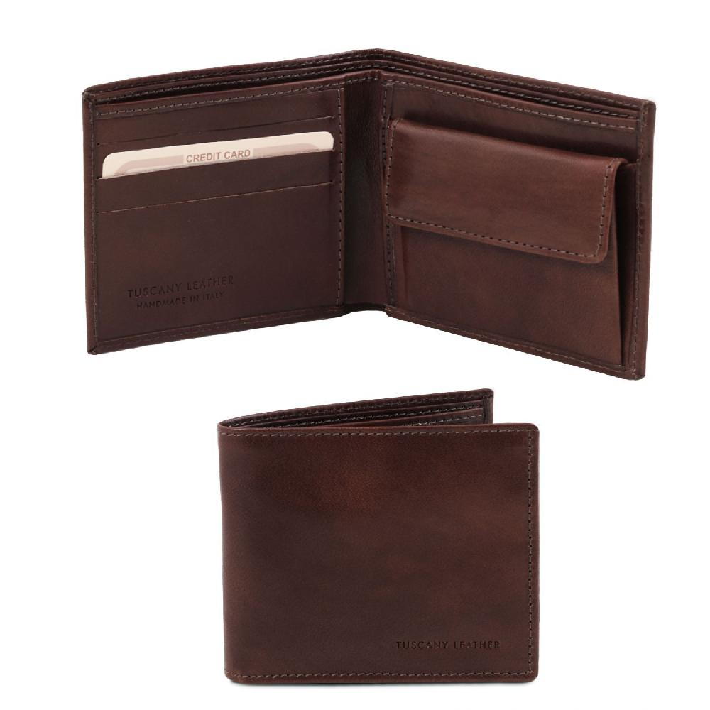 Tuscany Leather Esclusivo Portafoglio Uomo in Pelle 2 Ante con Portaspiccioli Novità