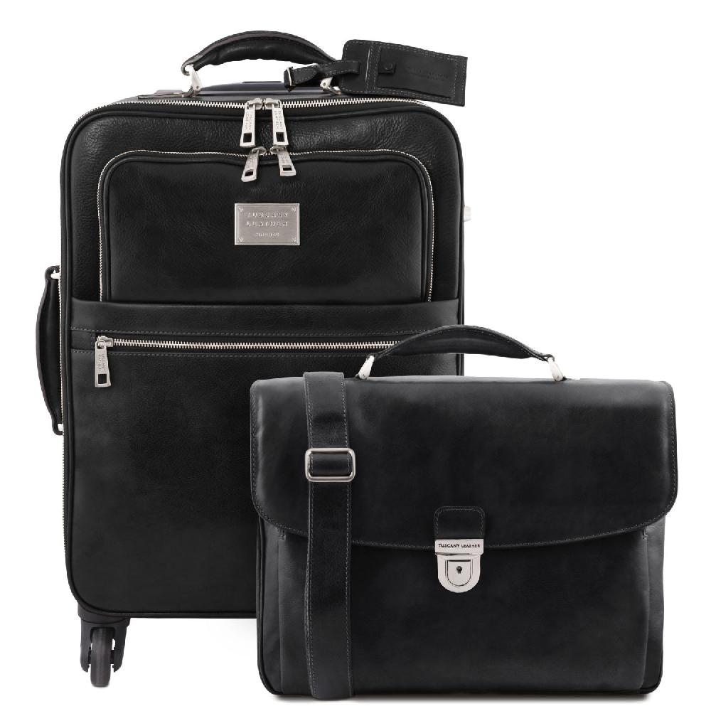 Tuscany Leather Trolley con 4 Ruote e Borsa Porta Computer TL SMART in Pelle Sconto