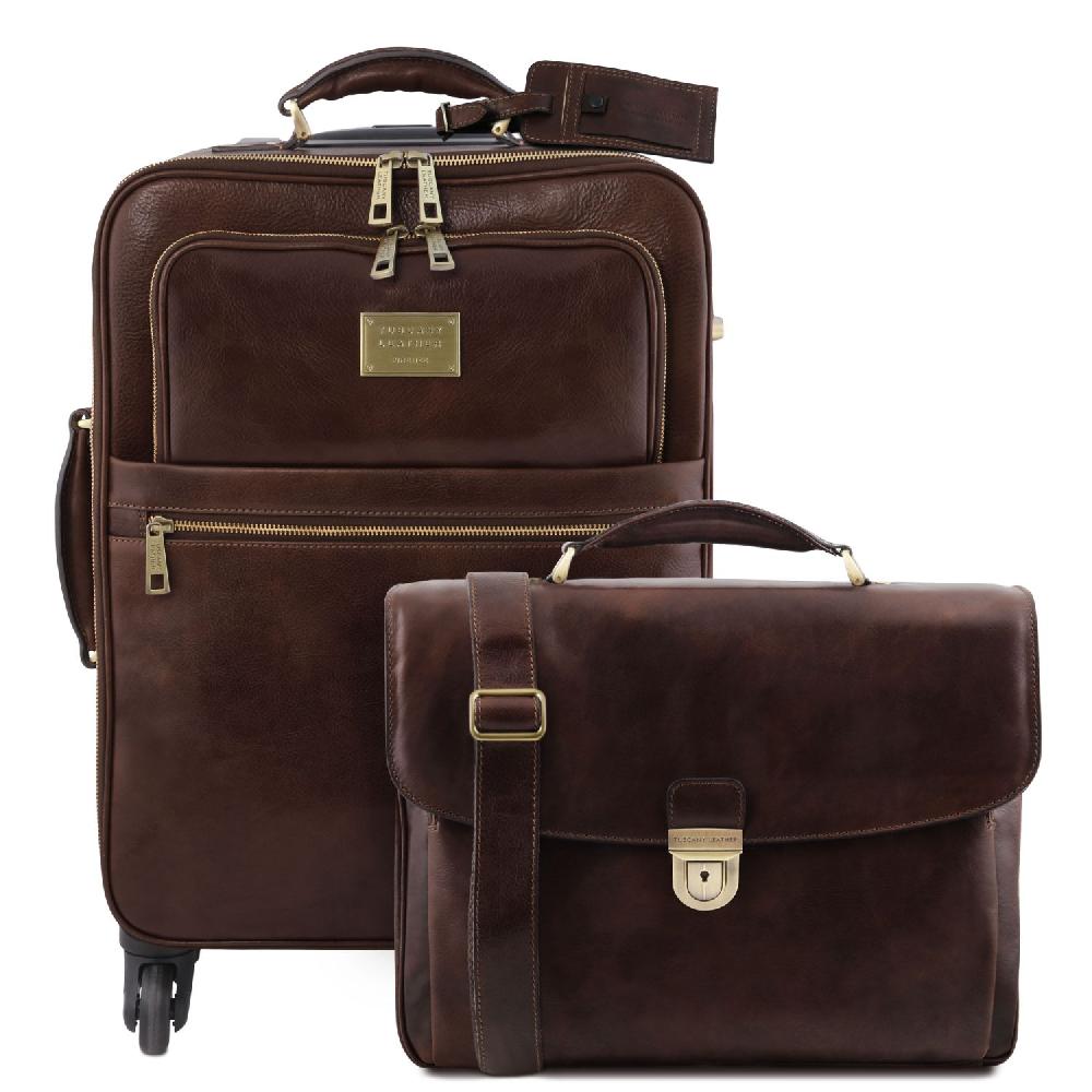 Tuscany Leather Trolley con 4 Ruote e Borsa Porta Computer TL SMART in Pelle Offerta