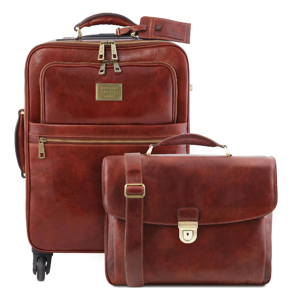 Tuscany Leather Trolley con 4 Ruote e Borsa Porta Computer TL SMART in Pelle Economico