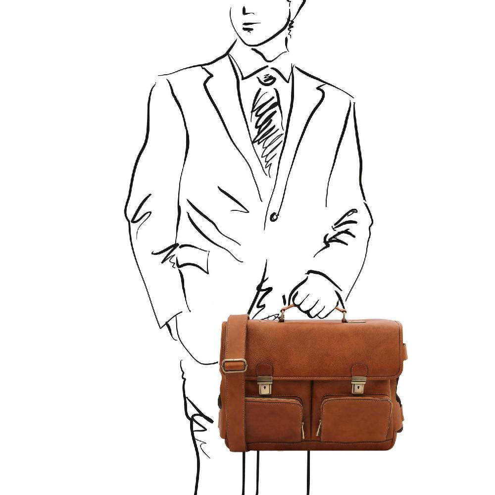 Tuscany Leather Borsa Multiscomparto da Lavoro TL SMART con Tasche Frontali in Pelle I Più Venduti