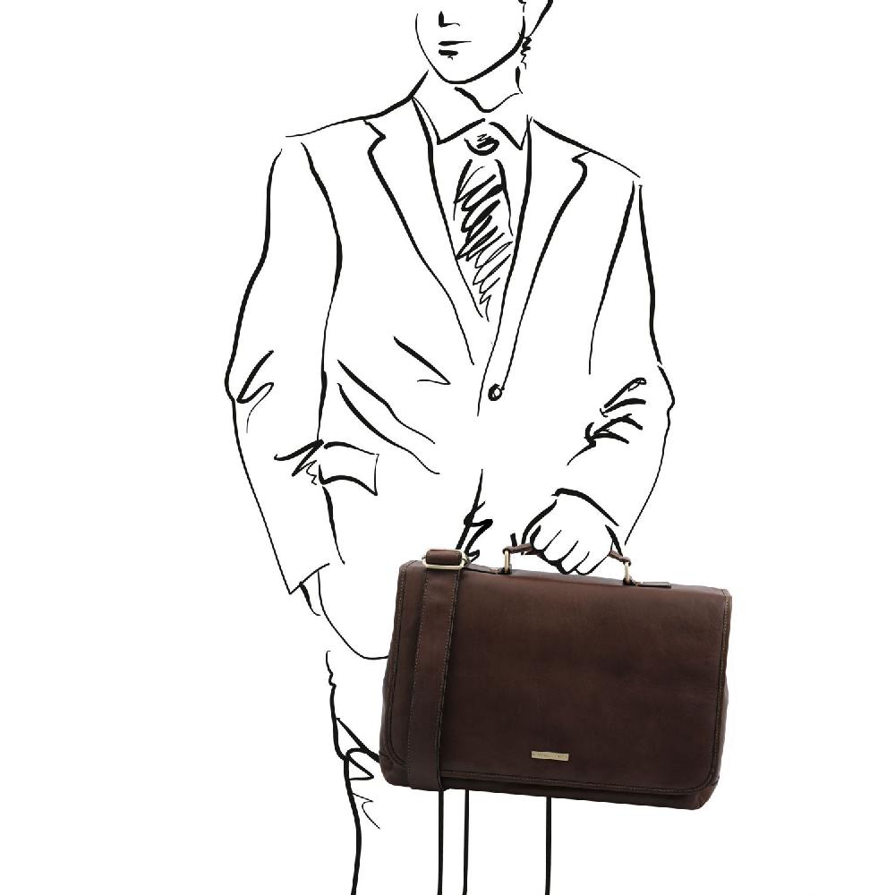 Tuscany Leather Borsa da Lavoro TL SMART Multiscomparto in Pelle con Pattella Negozio