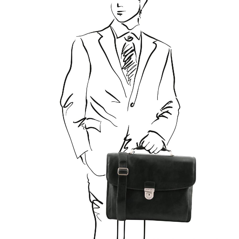 Tuscany Leather Borsa Porta Computer TL SMART Multiscomparto in Pelle Nuova