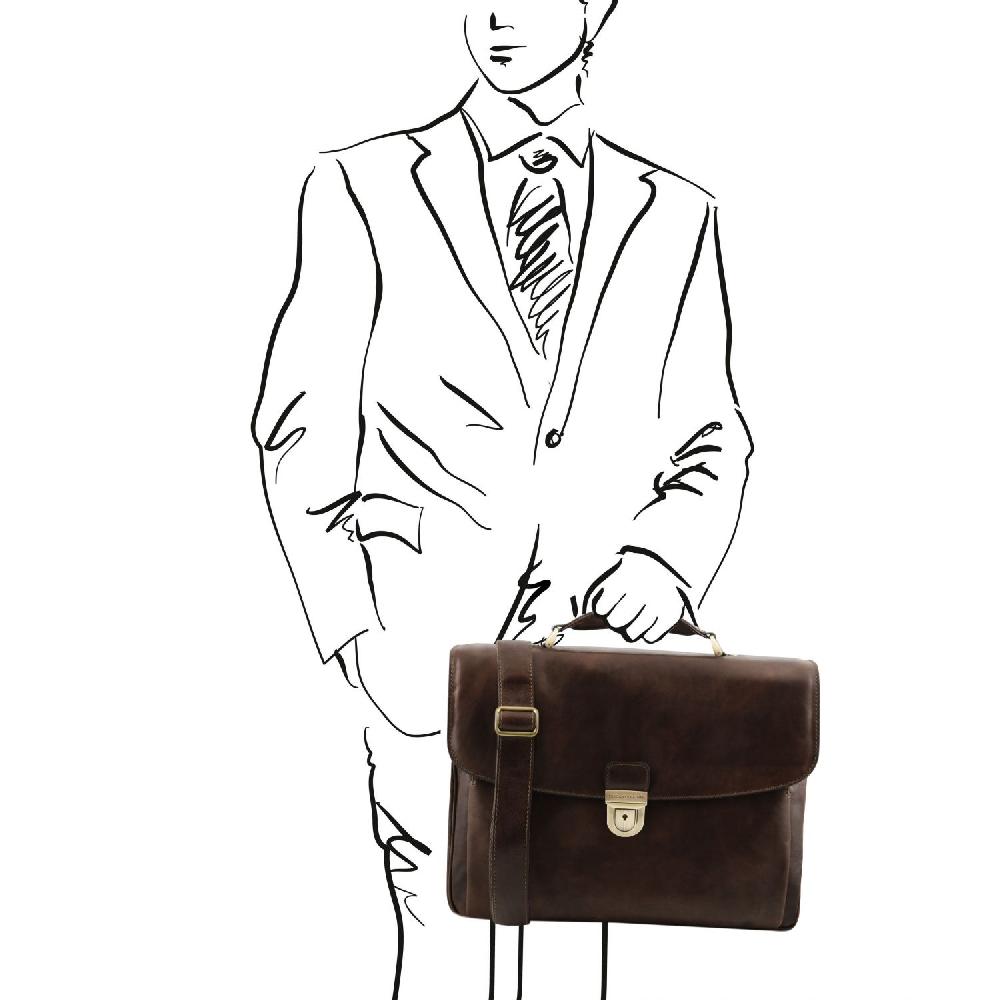 Tuscany Leather Borsa Porta Computer TL SMART Multiscomparto in Pelle Moda
