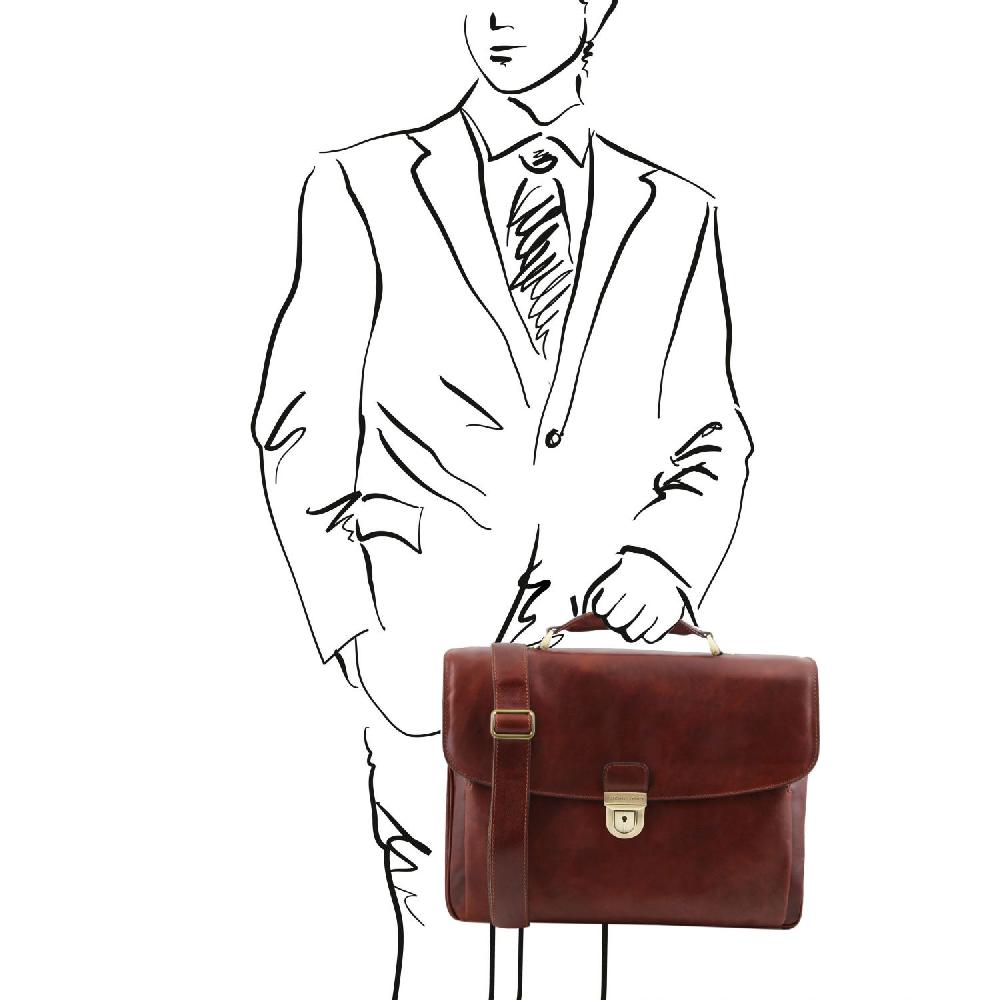 Tuscany Leather Borsa Porta Computer TL SMART Multiscomparto in Pelle Spedizione gratuita