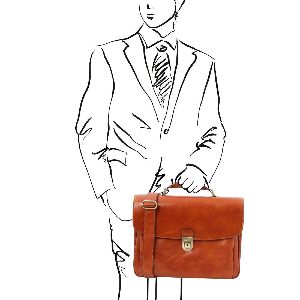 Tuscany Leather Borsa Porta Computer TL SMART Multiscomparto in Pelle Sconto di tempo limitato