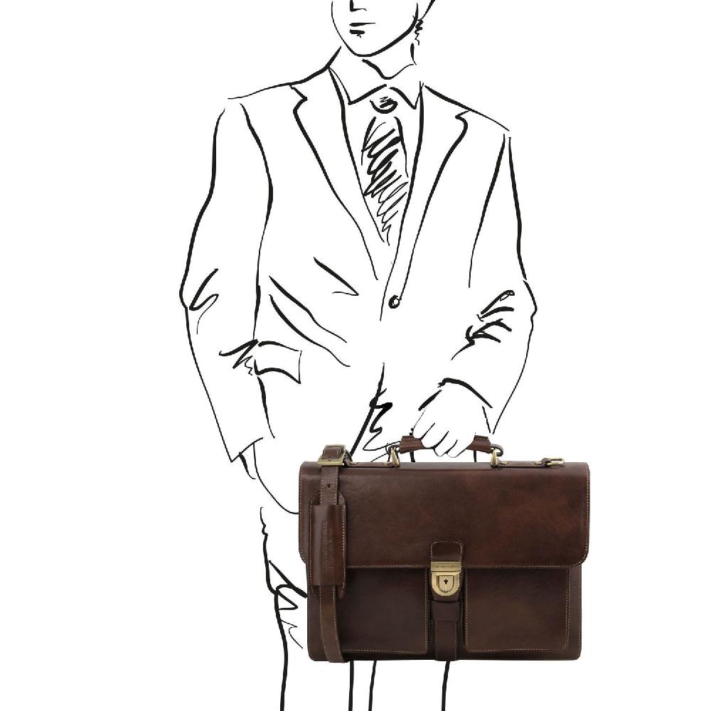 Tuscany Leather Borsa da Lavoro in Pelle 3 Scomparti Prezzo di fabbrica