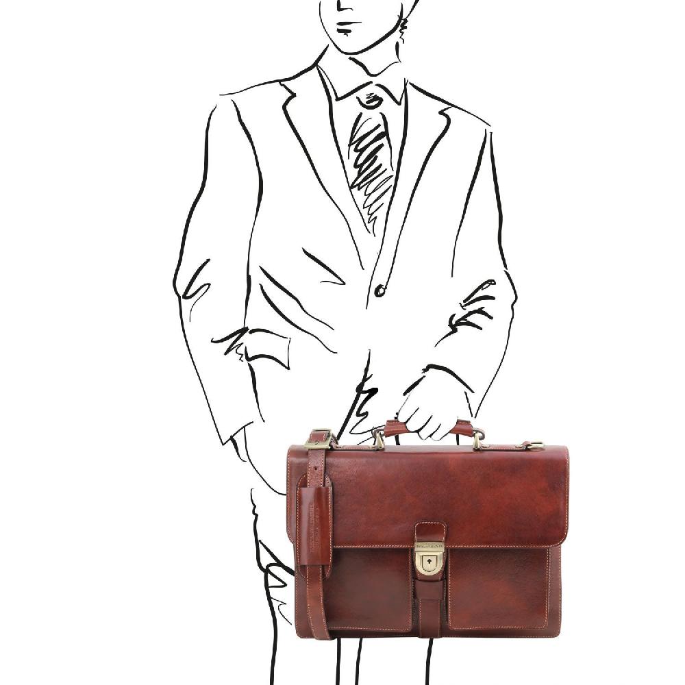 Tuscany Leather Borsa da Lavoro in Pelle 3 Scomparti Offerta speciale