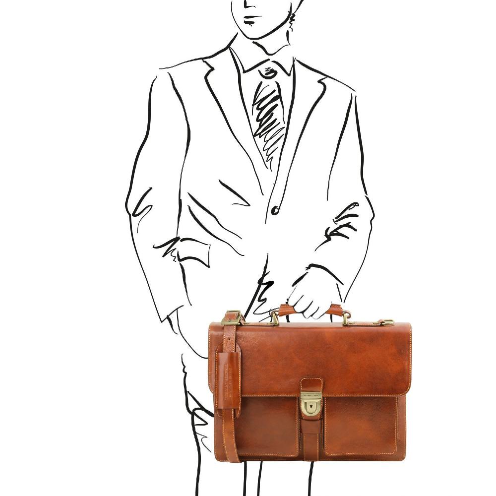 Tuscany Leather Borsa da Lavoro in Pelle 3 Scomparti Comprare a buon mercato