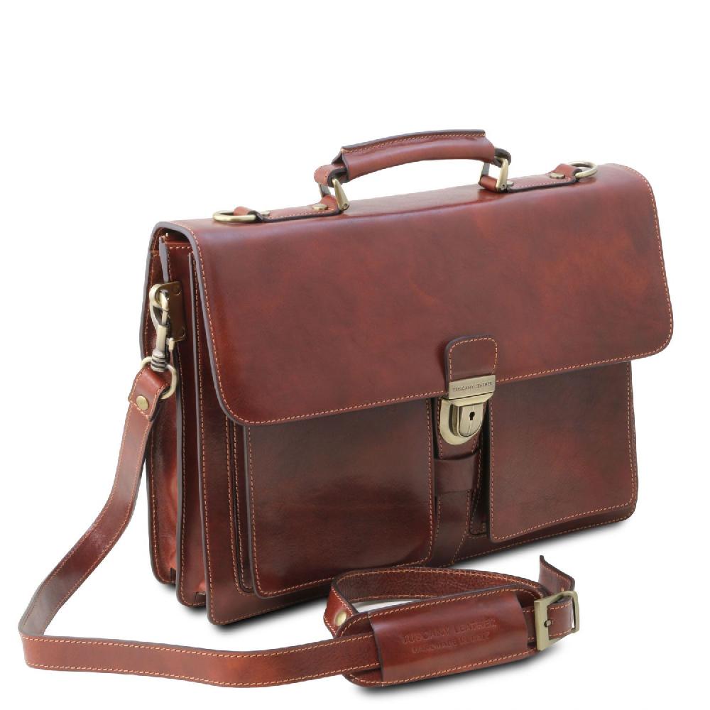Tuscany Leather Borsa da Lavoro in Pelle 3 Scomparti Comprare a buon mercato