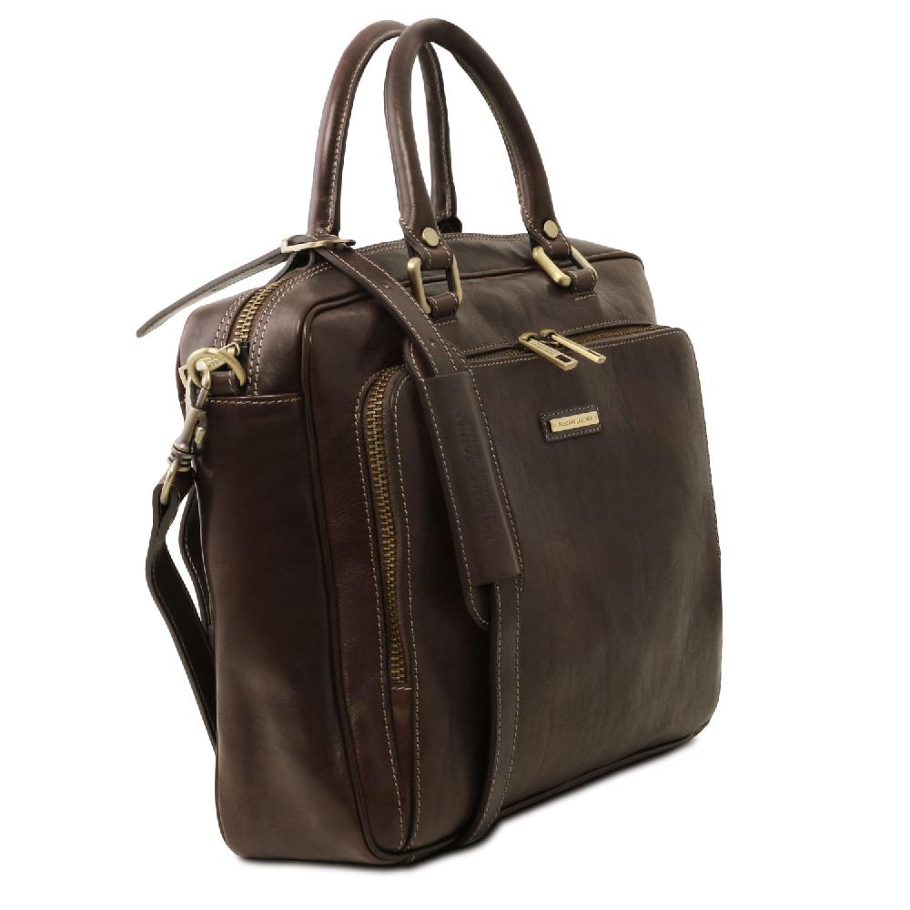 Tuscany Leather Borsa Porta Computer da Lavoro con Tasca Frontale in Pelle Offerta Pasqua