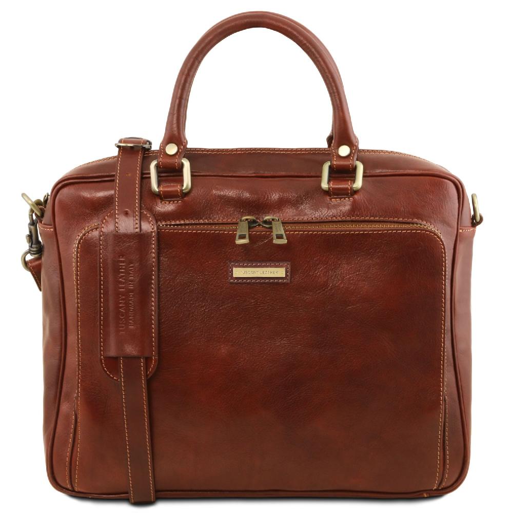 Tuscany Leather Borsa Porta Computer da Lavoro con Tasca Frontale in Pelle Offerta per la Festa della Mamma