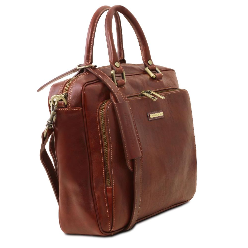 Tuscany Leather Borsa Porta Computer da Lavoro con Tasca Frontale in Pelle Offerta per la Festa della Mamma
