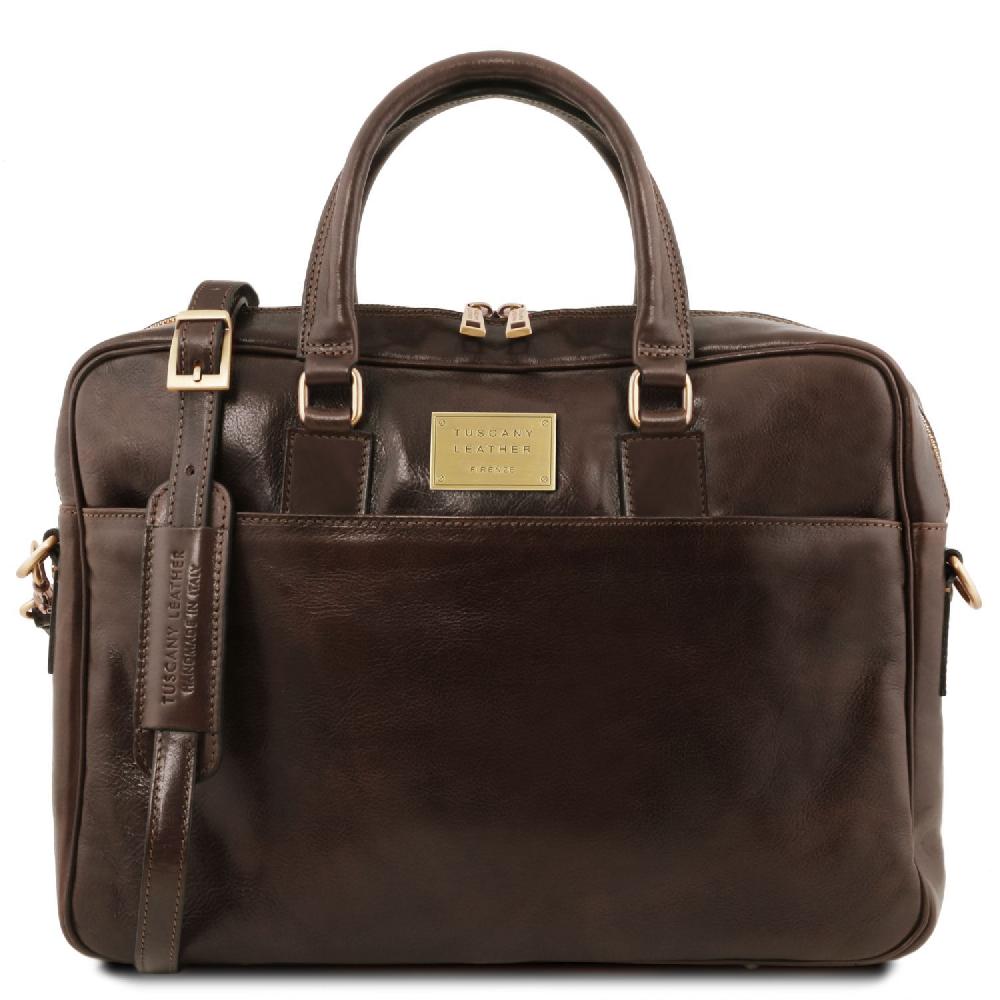 Tuscany Leather Borsa Porta Computer a 2 Scomparti in Pelle Duty-free