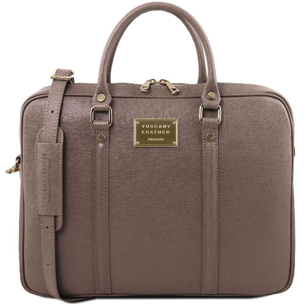 Tuscany Leather Borsa Porta Computer da Donna in Pelle Saffiano In Linea