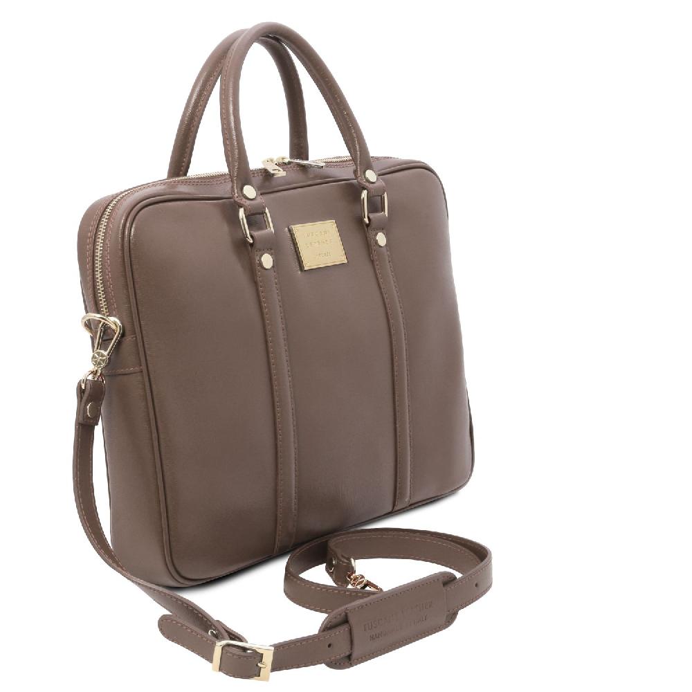 Tuscany Leather Borsa Porta Computer da Donna in Pelle Saffiano In Linea