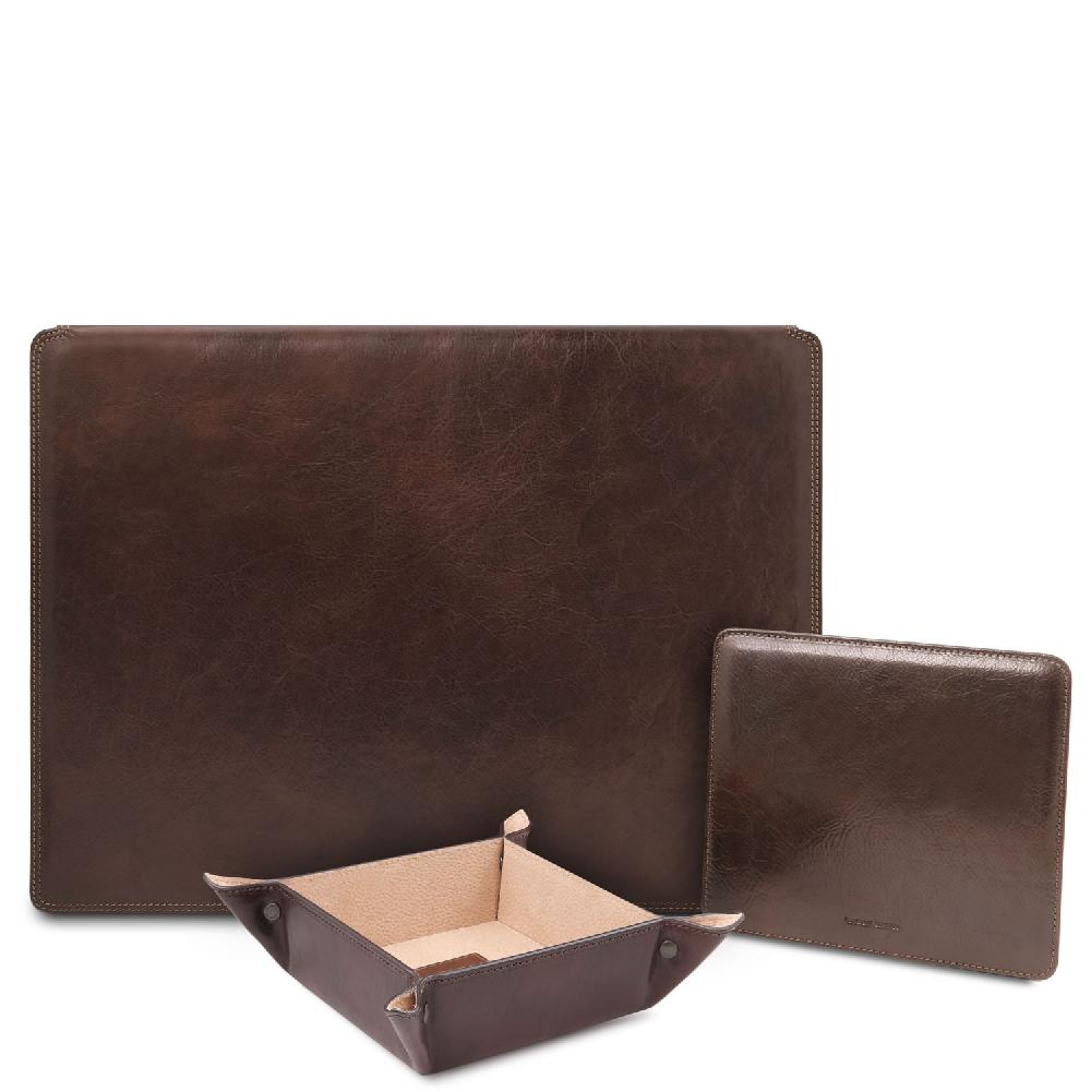 Tuscany Leather Sottomano da Scrivania con Ribalta Tappetino per Mouse e Vuotatasche in Pelle Latest fashion
