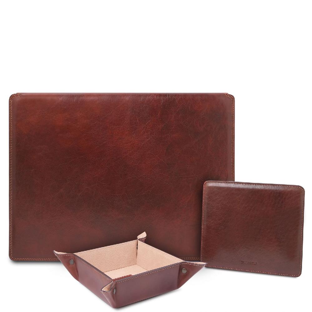 Tuscany Leather Sottomano da Scrivania con Ribalta Tappetino per Mouse e Vuotatasche in Pelle Online Outlet
