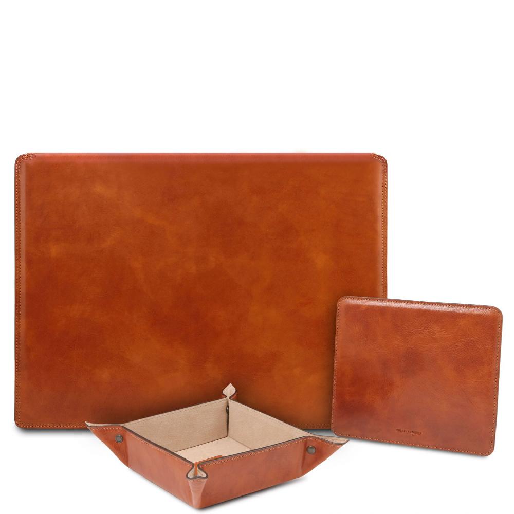 Tuscany Leather Sottomano da Scrivania con Ribalta Tappetino per Mouse e Vuotatasche in Pelle Offerta temporanea