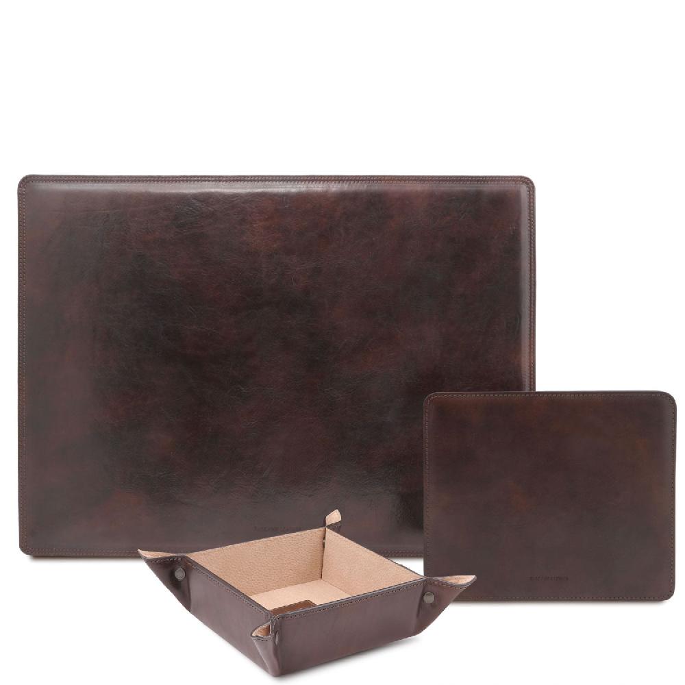 Tuscany Leather Sottomano da Scrivania Tappetino per Mouse e Vuotatasche in Pelle Enormi risparmi