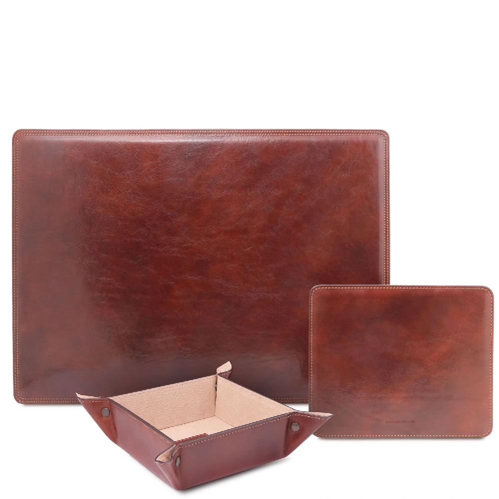 Tuscany Leather Sottomano da Scrivania Tappetino per Mouse e Vuotatasche in Pelle Sconti VIP
