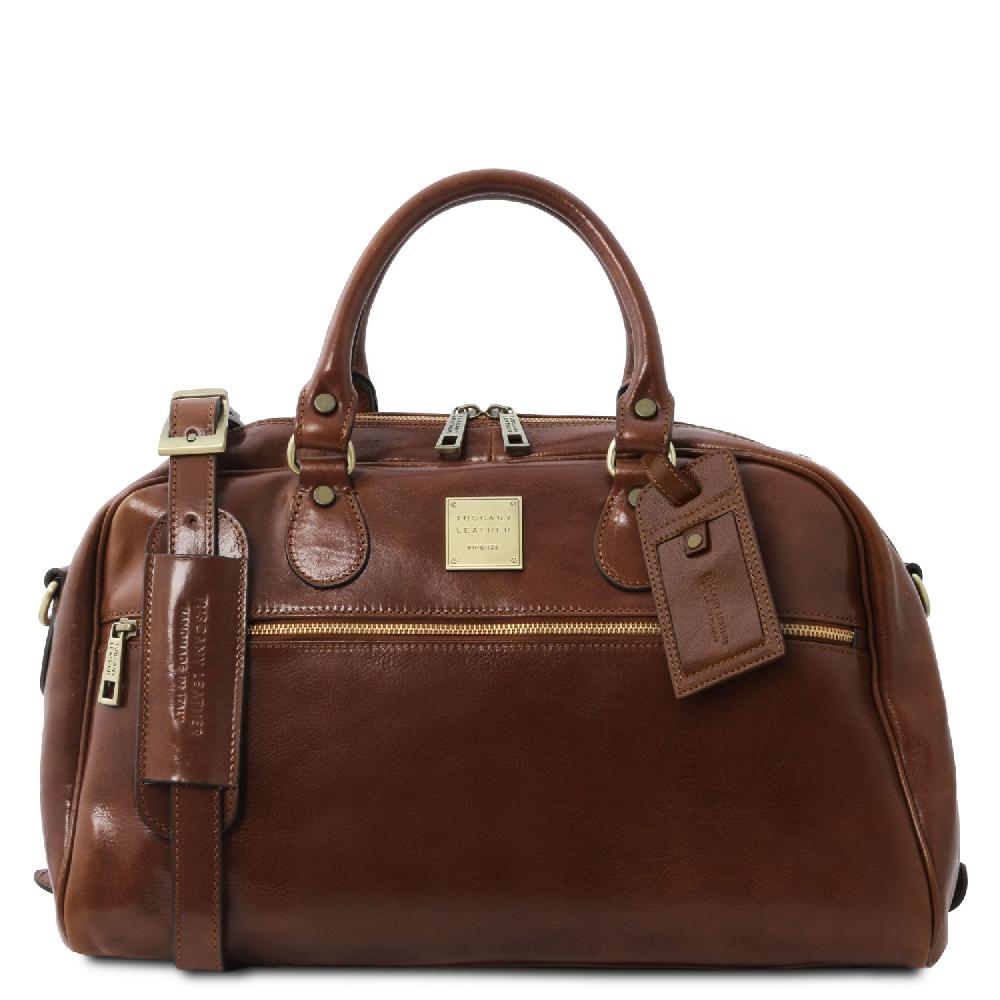 Tuscany Leather Borsone da Viaggio in Pelle - Misura Piccola Sostegno trimestrale