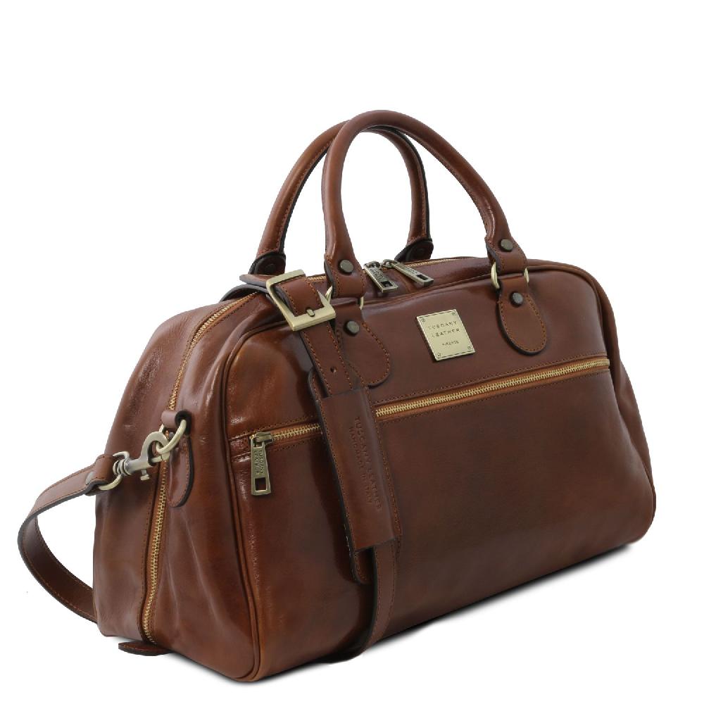 Tuscany Leather Borsone da Viaggio in Pelle - Misura Piccola Sostegno trimestrale