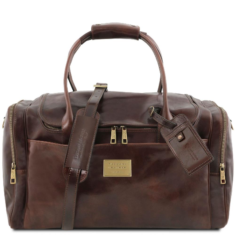 Tuscany Leather Borsone Viaggio in Pelle con Tasche Laterali Black Friday Prezzi