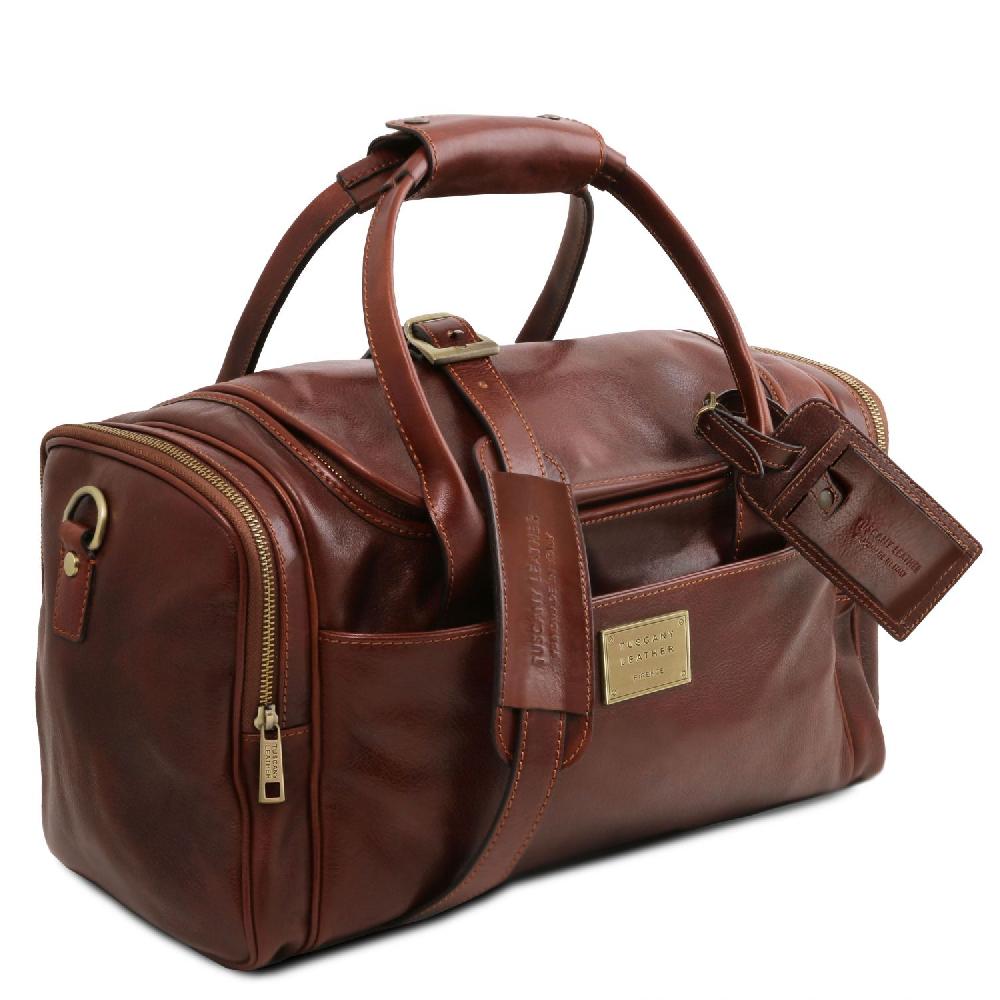 Tuscany Leather Borsone Viaggio in Pelle con Tasche Laterali Black Friday Prezzi