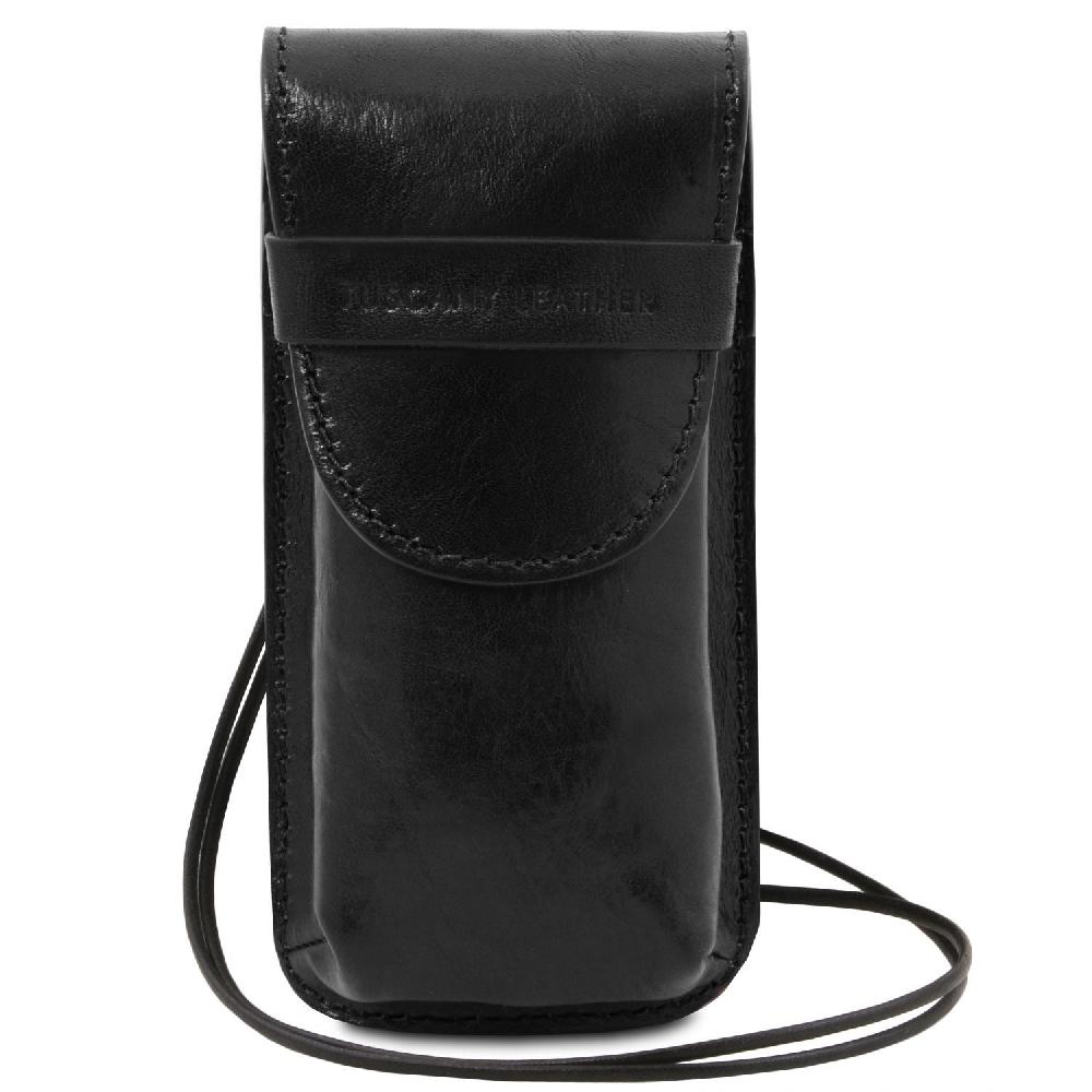 Tuscany Leather Esclusivo Portaocchiali/Portacellulare a Tracolla in Pelle Misura Grande Sottocosto