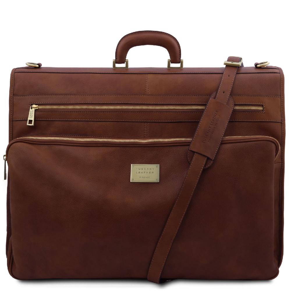 Tuscany Leather Porta Abiti in Pelle con Tascone Davanti Moda