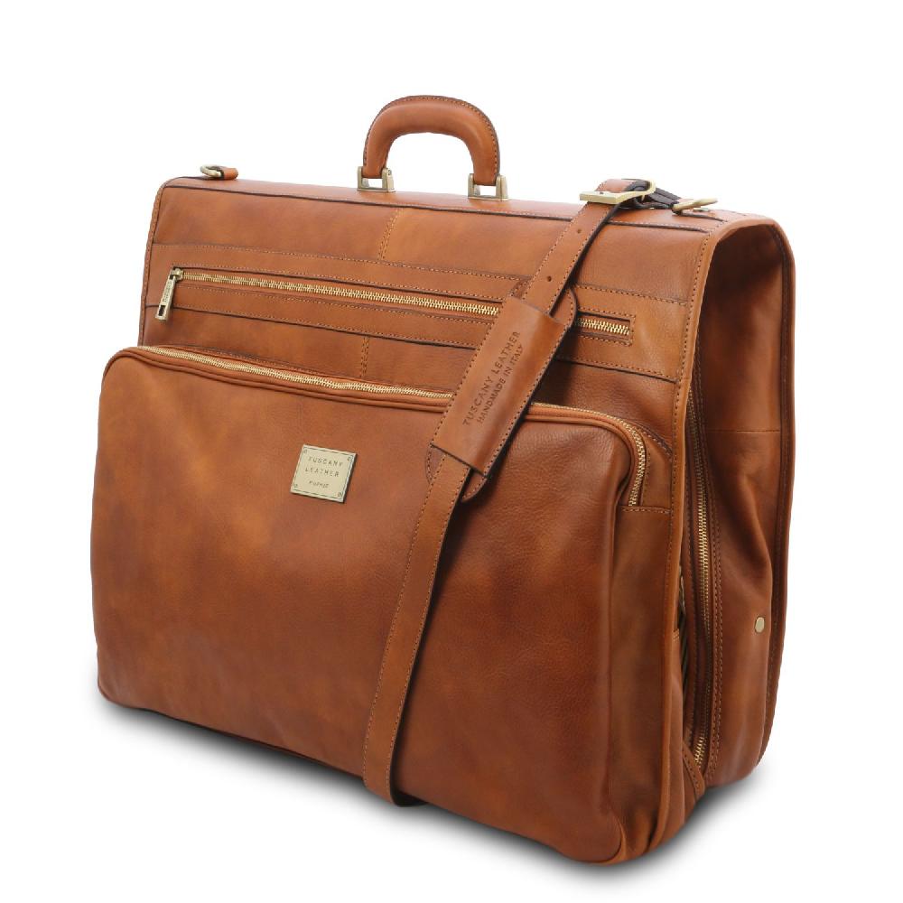 Tuscany Leather Porta Abiti in Pelle con Tascone Davanti Moda