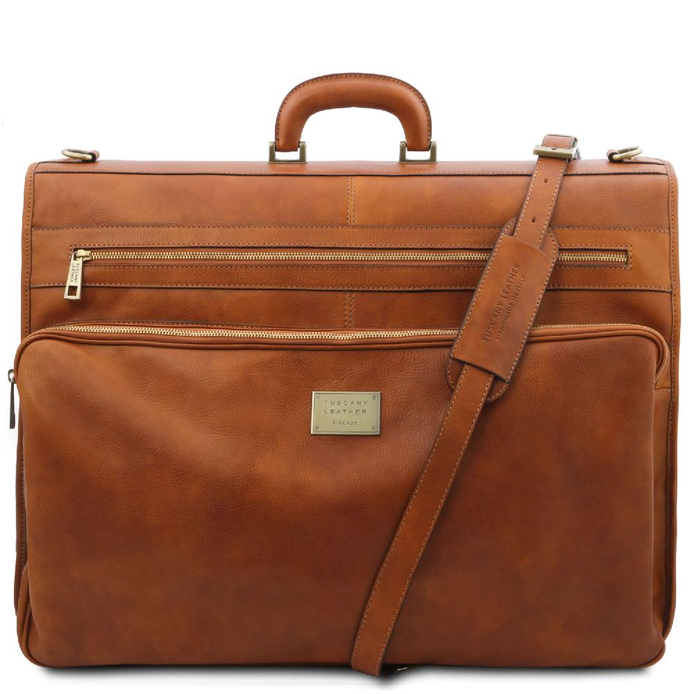Tuscany Leather Porta Abiti in Pelle con Tascone Davanti Spedizione gratuita