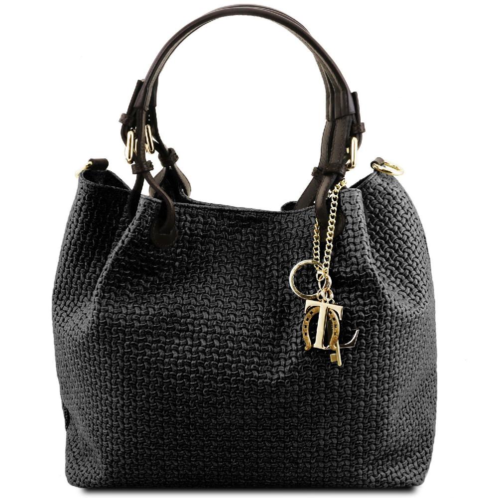 Tuscany Leather Borsa Shopping in Pelle Stampa Intrecciata Offerte giornaliere