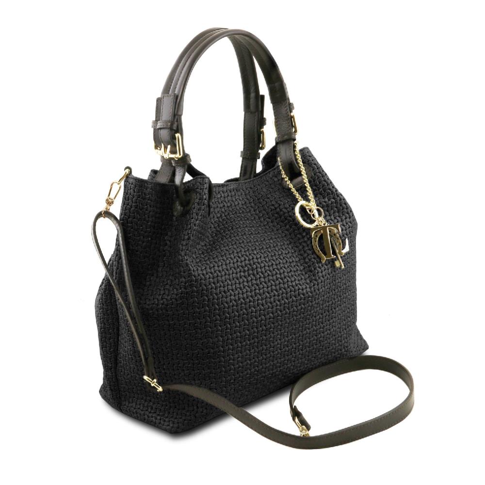 Tuscany Leather Borsa Shopping in Pelle Stampa Intrecciata Offerte giornaliere